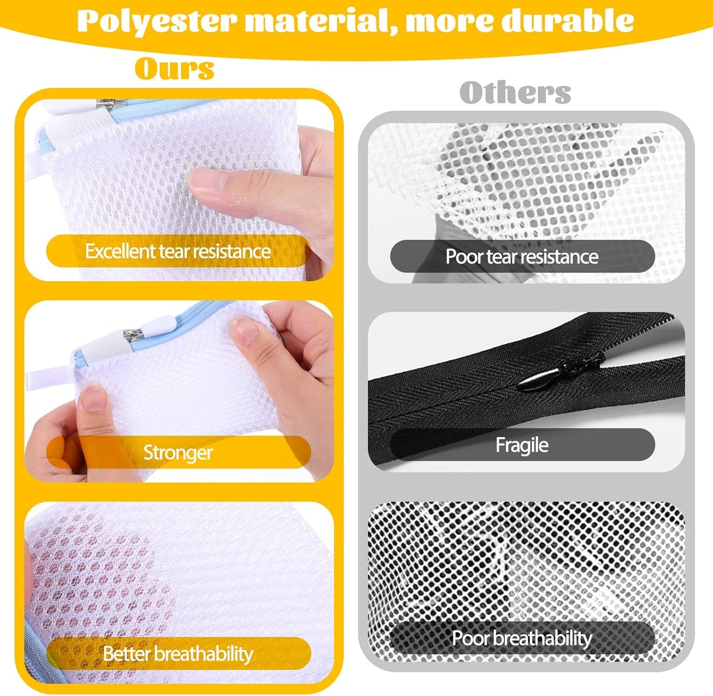 6 Pcs Small Mesh Laundry Bag Lingerie Bags for Washing Delicates for Delicates Washing Machine Underwear Washings Bag Small Foldable Wash Bags for Home Travel White 3.9 x 4.3 Inch
