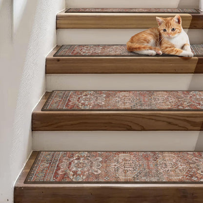 sarben Non Slip Stair Treads for Wooden Steps 15PCS - 8"x30" Indoor Safety Carpet, Edging Mats with TPE Adhesive Backing, Pet and Elderly Friendly Stair Rugs (Taupe) - Colors A