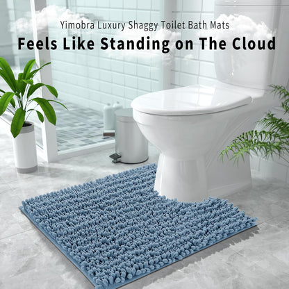 Yimobra Bathroom Rugs Non Slip Washable - Ultra Soft Absorbent Chenille Bath Mat, Quick Dry Shaggy Floor Carpet for Tub Shower, Gray Home Decor Accessories, 24x17 Inch