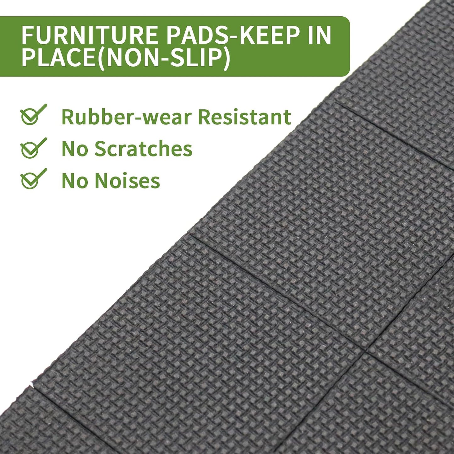 Non Slip Furniture Pads 36 PCS 1'' Square - Anti Slip Furniture Pads - Self Adhesive Rubber Feet Furniture Feet - Chair Leg Floor Protectors - Keep Furniture in Place