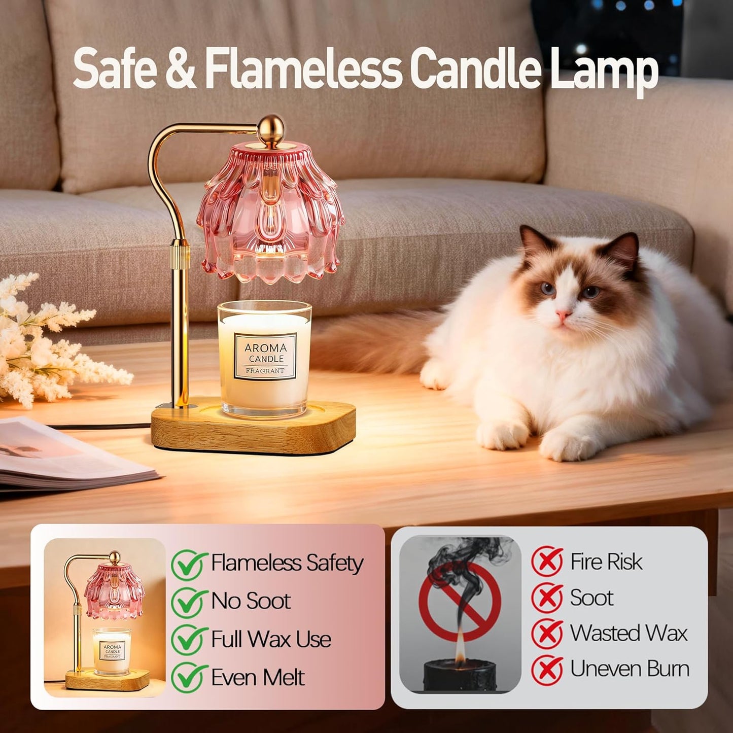 Candle Warmer Lamp with Timer Dimmer - Birthday Gift for Women Mom, Electric Wax Melter Warmer Adjustable Height for Jar Candles Housing Warming Home Decor