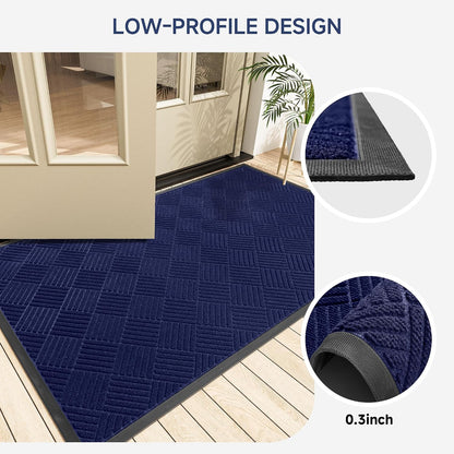 100pointONE Durable Front Door Mat, Heavy Duty Indoor Outdoor Doormat, 48” x 36” Low Profile Outdoor Mats for Home Entrance, Stain and Fade Resistant Shoe Scraper Mat, Ideal for High Traffic Area