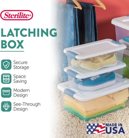 Sterilite 4-Pack 56 Quart Wheeled Latching Box, Underbed Clear Plastic Storage Organizer - Under Bed Rolling Container Bin with Lid and Wheels for Home or Dorm Bedrooms and Closets