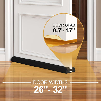 HADOR 30 Inches Door Draft Stopper - 24"-30" Adjustable, Seals 0.5"-1.7" Gaps | Blocks Drafts/Noise/Pet Hair | No Permanent Adhesive, Machine Washable, Grey