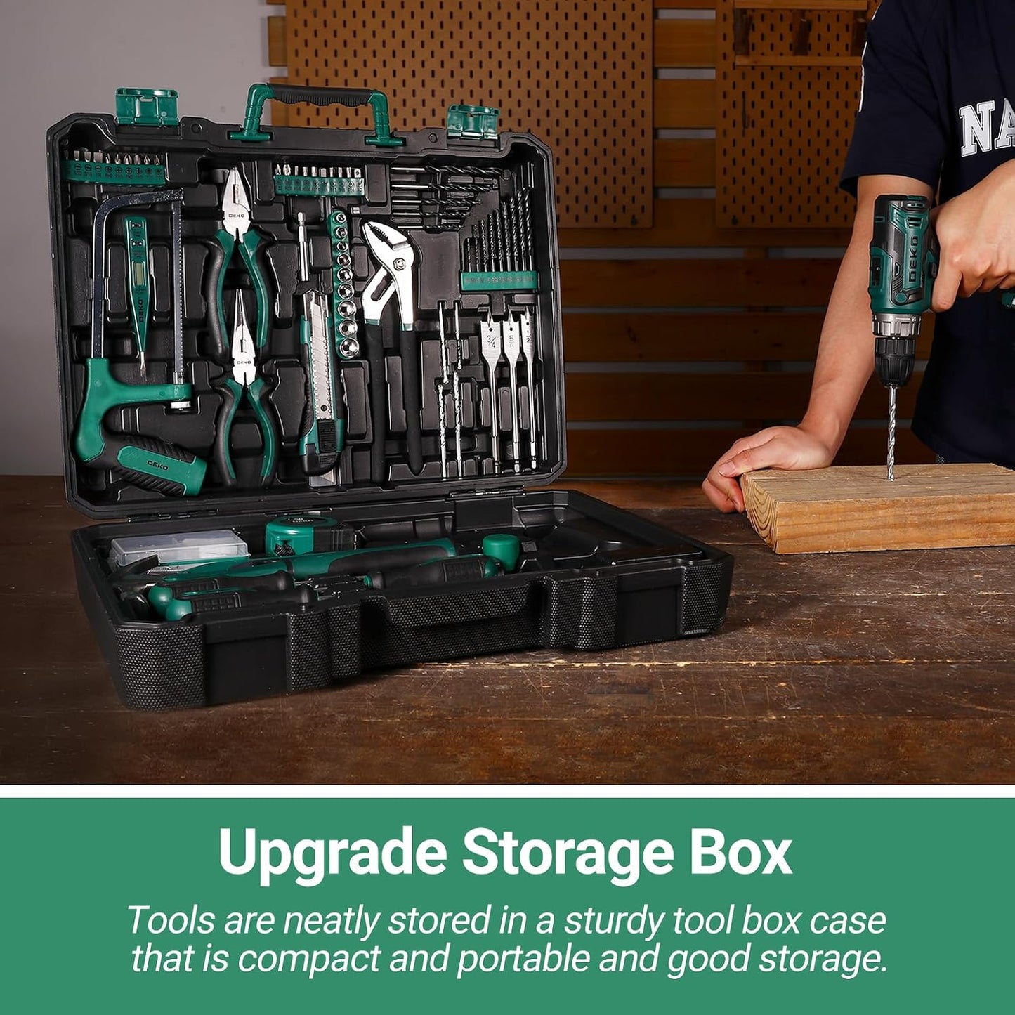 Cordless Drill Tool Kit Set: 20V Power Drill Tool Box with Battery Electric Drill Driver for Men Home Hand Repair Basic Toolbox Tools Sets Drills Case