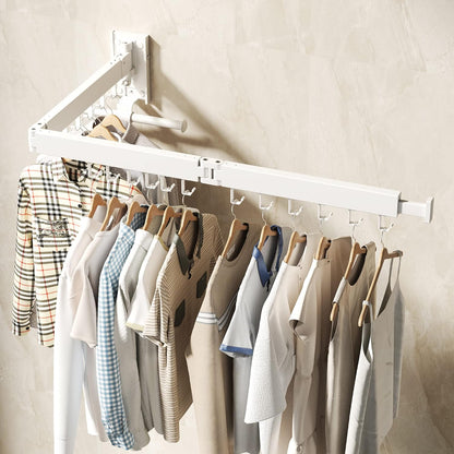 Clothes Drying Rack Wall Mounted,Drying Rack Clothing,Laundry Drying Rack Wall Mount,Collapsible Drying Racks for Laundry,Retractable,Foldable,Clothes Hanger Rack,Clothes Dryer Rack,White Color
