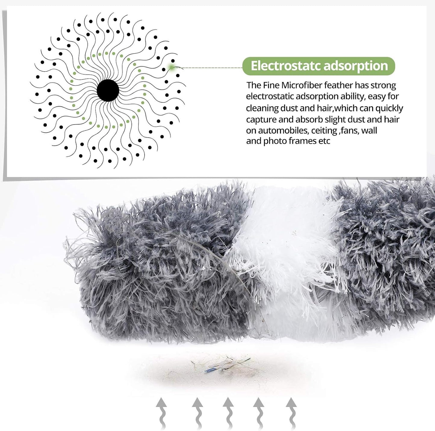 DELUX Microfiber Feather Duster Extendable Duster with 100 inches Extra Long Pole, Bendable Head & Long Handle Dusters for Cleaning Ceiling Fan, High Ceiling, Blinds, Furniture & Cars Gray