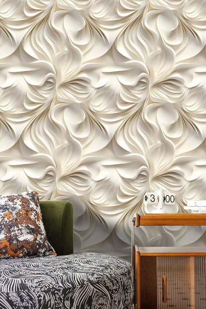 Floral Peel and Stick Wallpaper 3D Effect Interior Wall Décor Contact Paper Self Adhesive Removable Renter Friendly for Bedroom Living Cabinet Room 17.7in x 9.8ft (Not Textured Wallpaper