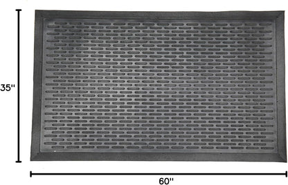 Ottomanson Waterproof Rubber Outdoor Doormat – Heavy-Duty Non-Slip Rubber Floor Mat with Ridge Scraper Pattern, All-Weather Front Door Entry Mat for Mud & Dirt Control – 18" x 30", Black