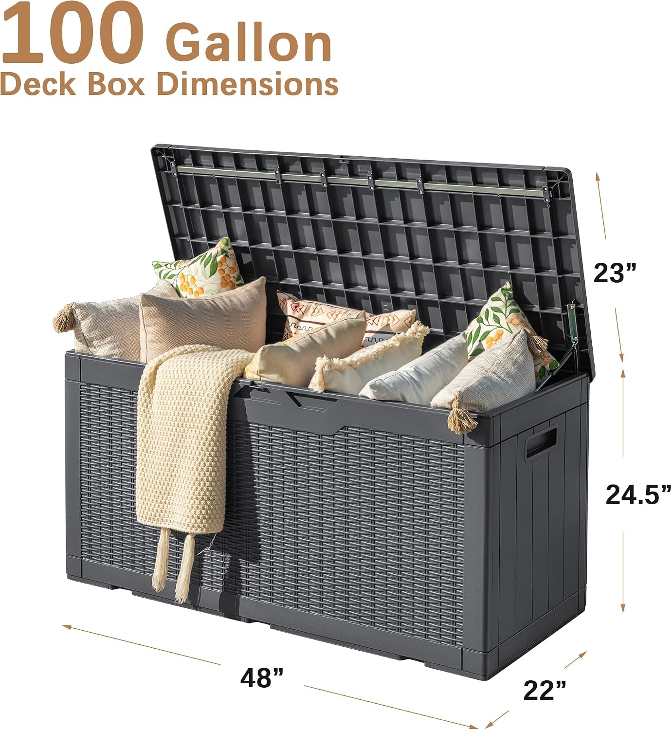 Devoko 30 Gallon Resin Deck Box Waterproof Outdoor Storage Box for Patio Furniture Pool Accessories Indoor Storage for Cushion Garden Tools (30 Gallon, Black)