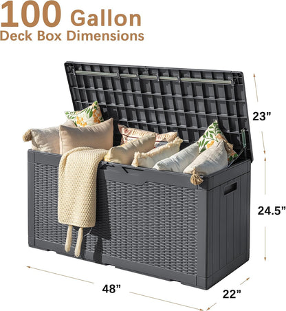 Devoko 30 Gallon Resin Deck Box Waterproof Outdoor Storage Box for Patio Furniture Pool Accessories Indoor Storage for Cushion Garden Tools (30 Gallon, Black)