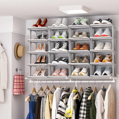 HAIXIN Vertical Narrow Tall Shoe Rack for Front Door Entrance, 7-Tier Sturdy Stackable Shoe Rack Organizer for Closet Entryway, Corner Shoe Storage Shelf Shoe Cubby