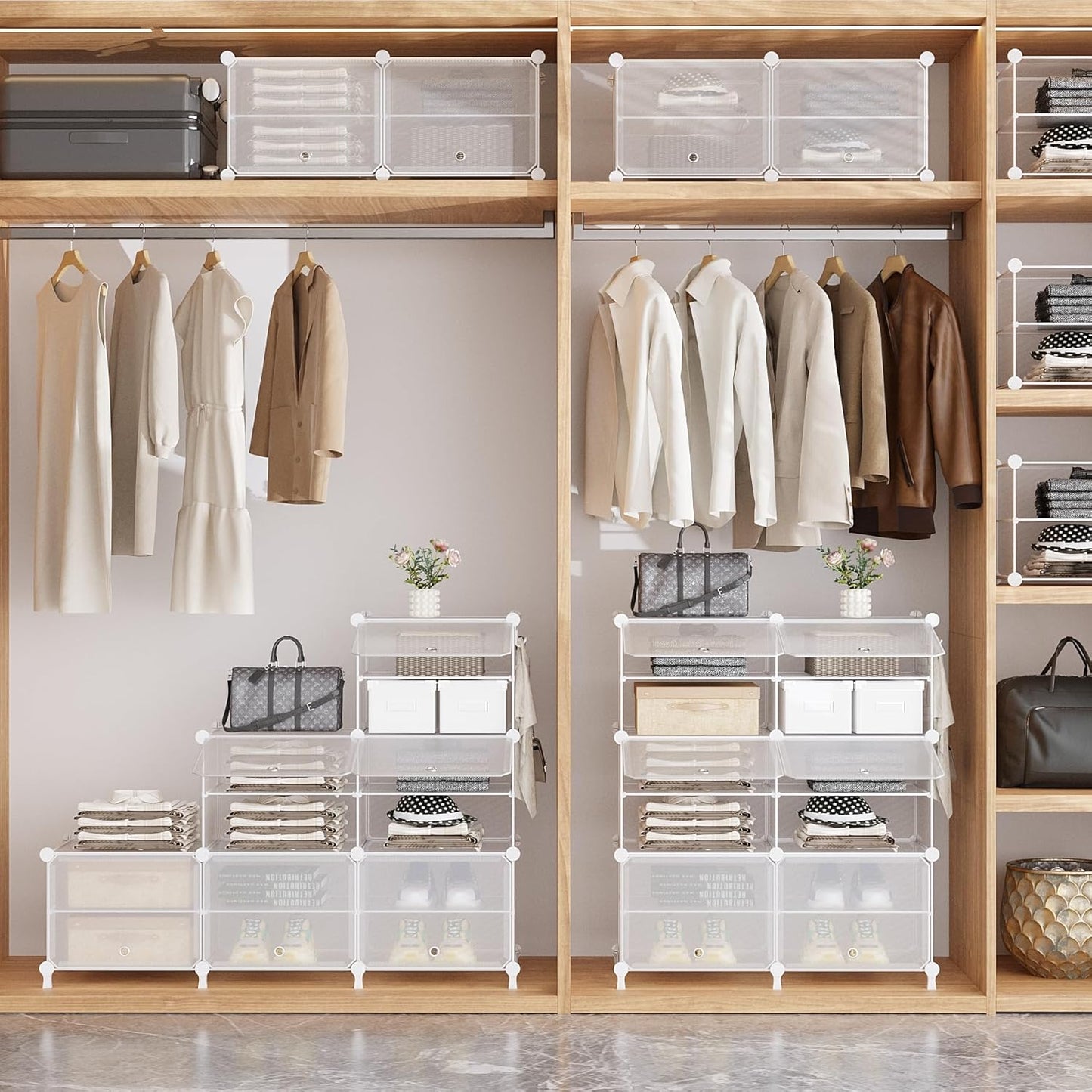AWTATOS 8 Tiers Shoe Rack Organizer, 32 Pair Shoe Storage Cabinet, White | DIY Stackbale Plastic Shoe Organizer Shelves for Closet Entryway Hallway Bedroom