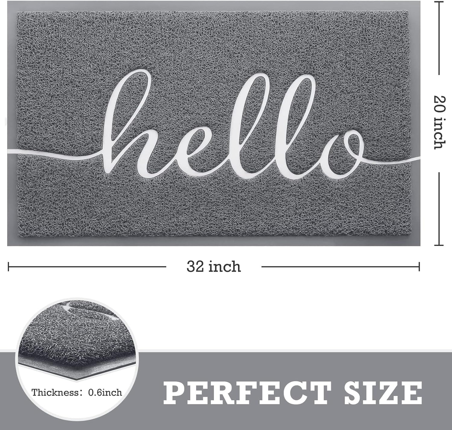CozyBounty Black Door Mat Welcome Mats Outdoor Indoor Non-Slip Doormat for Entryway Low-Profile Floor Mat for Yard, Garage, High Traffic Areas (30"x17.5", Black)