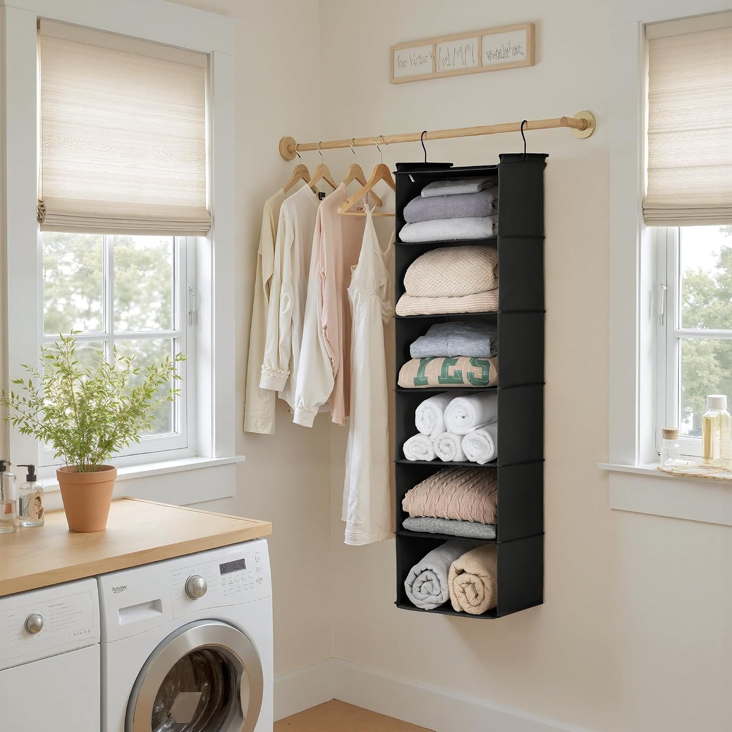 GRANNY SAYS 3-Shelf Hanging Closet Organizer and Storage, Collapsible Hanging Closet Shelves, Hanging Organizer for Closet & RV, Gray, 29 ½" H X 12" W X 12" D, 1-Pack