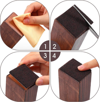 12Pcs 2x2 Inch Square Felt Furniture Pads, Self Adhesive Cuttable Anti Scratch Floor Protectors for Hardwood Floors, Brown