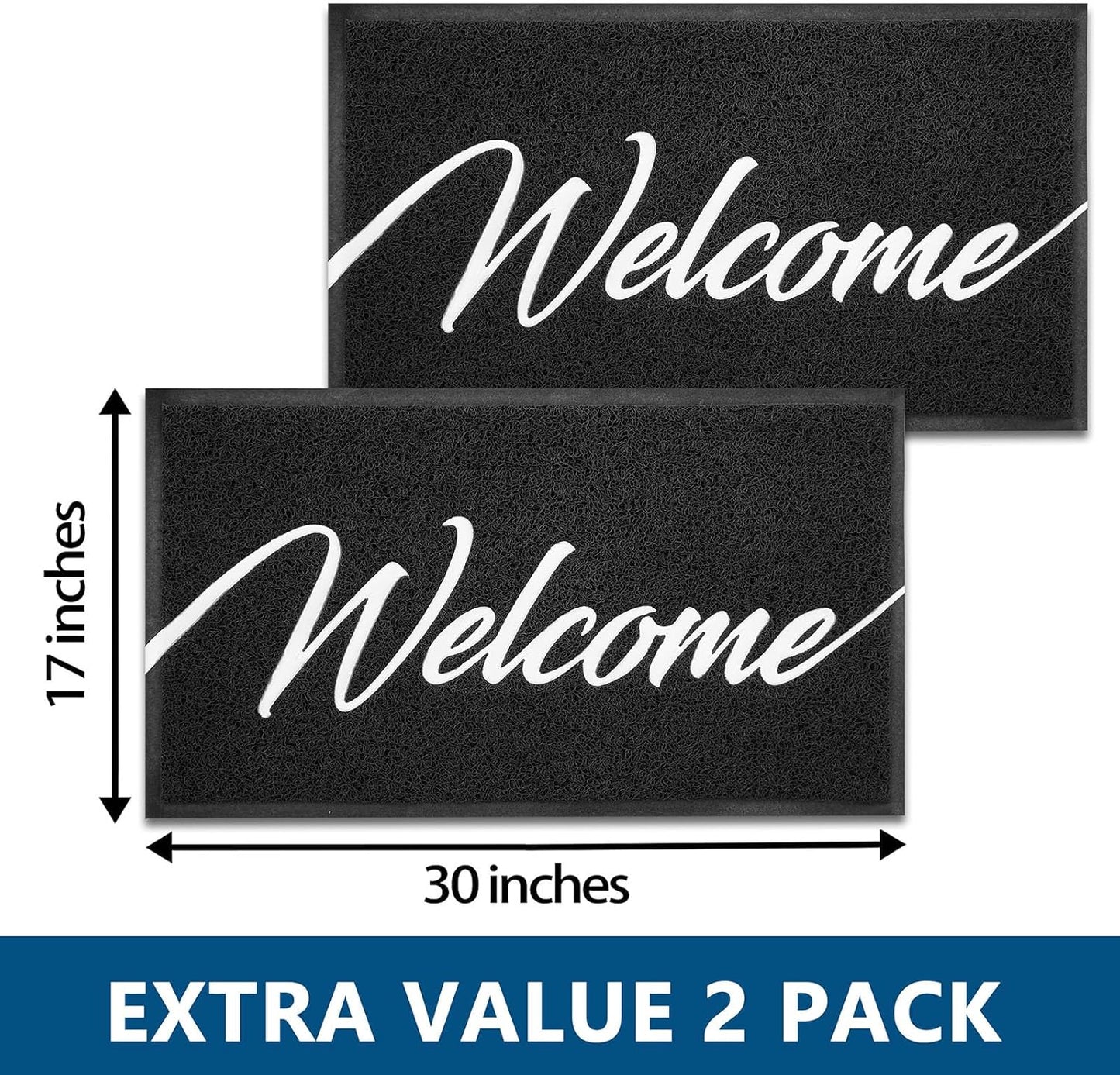 EARTHALL Door Mat Outside Inside Home Doormat, 30"x17.5", Durable Floor Mat Non Slip Mat Ultra Absorb Mud Easy Clean Front Doormat for Garage, Entryway, Patio, High Traffic Areas, Black