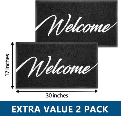EARTHALL Door Mat Outside Inside Home Doormat, 30"x17.5", Durable Floor Mat Non Slip Mat Ultra Absorb Mud Easy Clean Front Doormat for Garage, Entryway, Patio, High Traffic Areas, Black