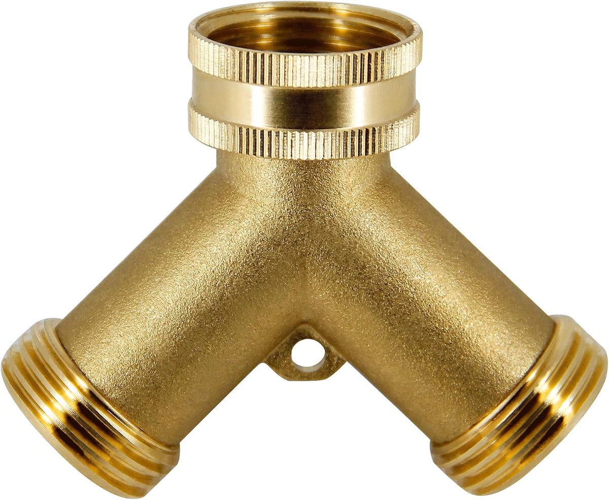 Lifynste 2 Way Brass Hose Splitter, 3/4" Brass Hose Connectors, Y Connector Garden Hose Adapter Connector, 1 Pack