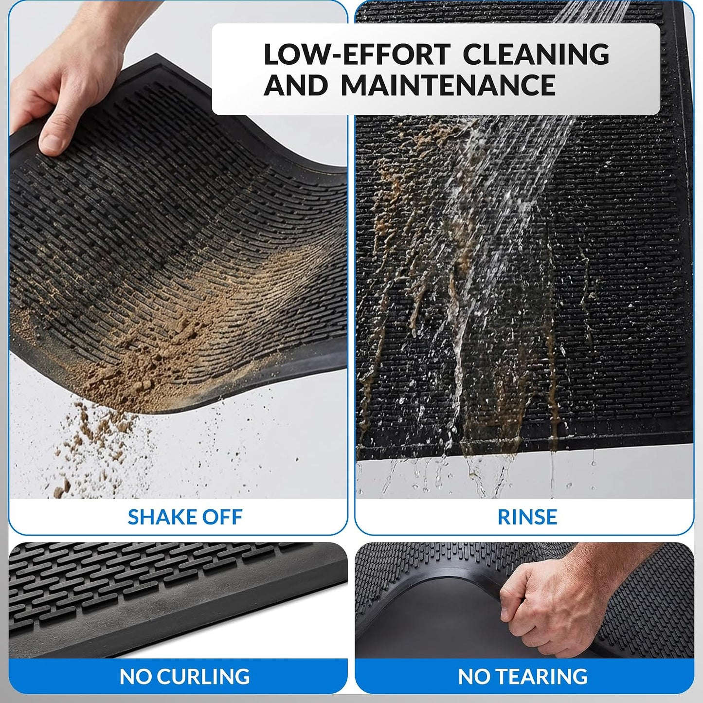 Heavy Duty Rubber Scraper Door Mat – Commercial Grade Indoor Outdoor Entry Mat, Non-Slip Low Profile Dirt Trapping Floor Mat for Front Door, Office, Garage & Store Entrance, Black (3' x 5')