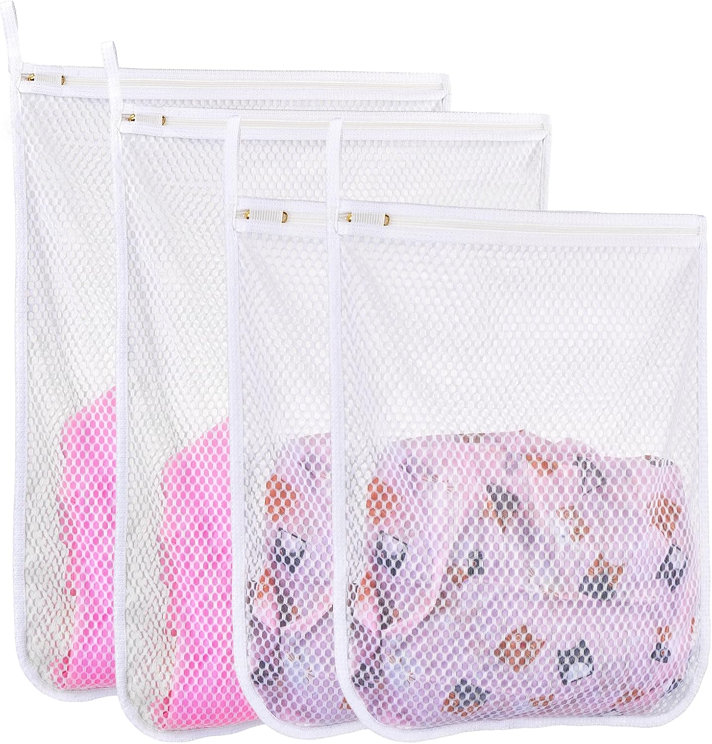 3 pcs Durable Honeycomb Mesh Laundry Bags for Delicates 3 Medium (12" x 15")