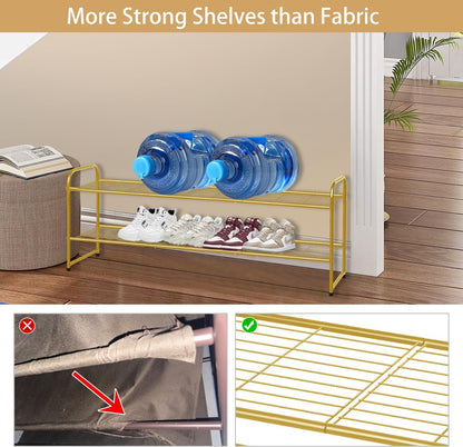 KEETDY 3-Tier Long Shoe Rack for Closet Metal Shoe Organizer for Entryway, Wide Stackable Shoe Storage Shelf with Sturdy Wire Grid for Closet Floor, Bedroom, Black