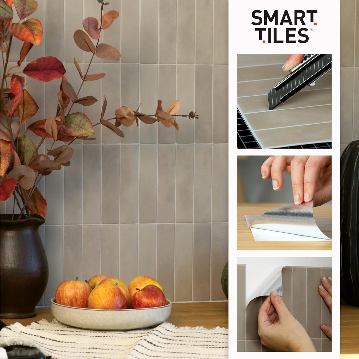 Smart Tiles Peel and Stick backsplash, Subway Teal Green, 11.55"x8.38" | Pack of 5 (2.8 sq ft), Glossy, Heat/Moisture Resistant, Low VOC, Kitchen/Bathroom, Renter Friendly, Made in Canada