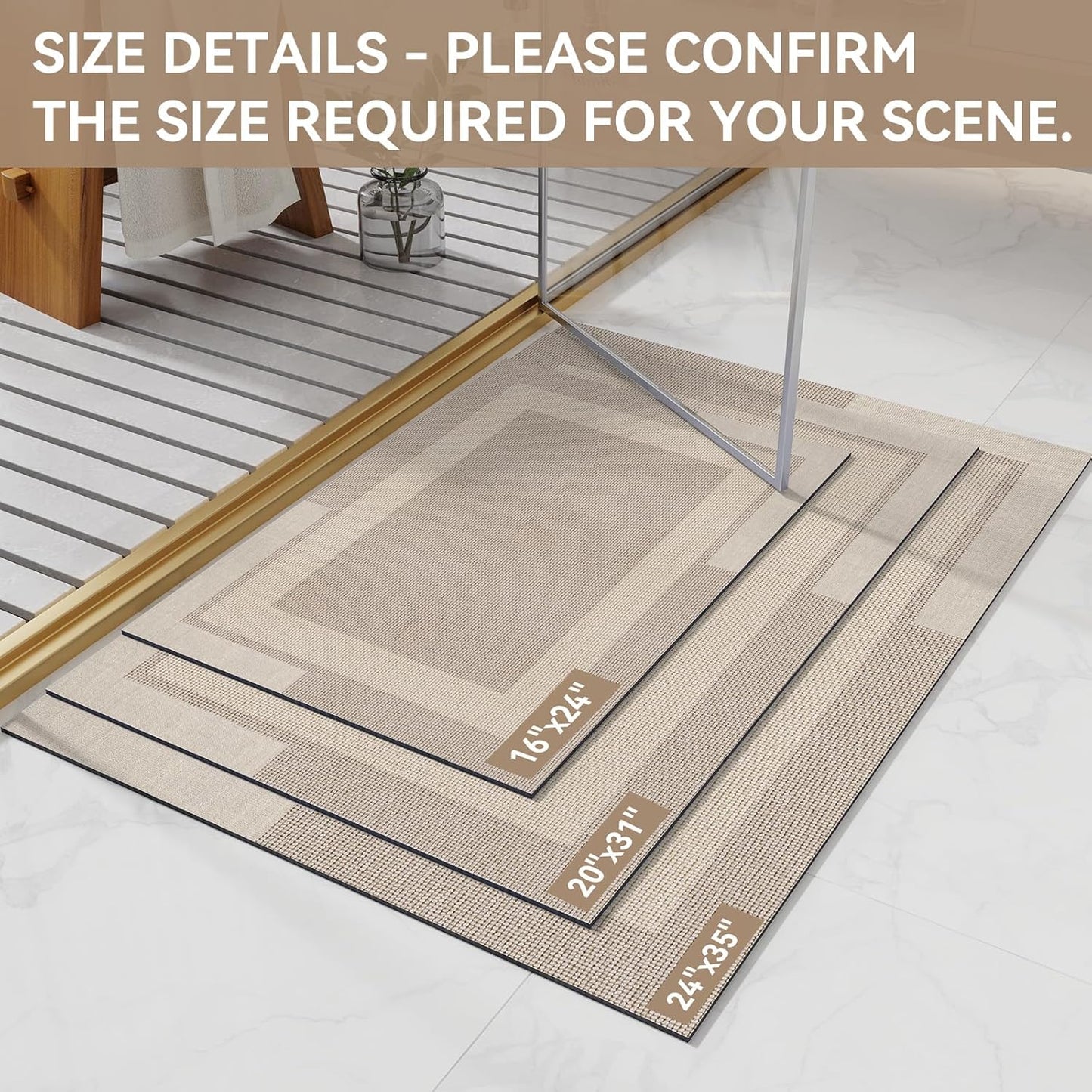 YDKGL Non Slip Bath Mat, Rubber Backing Ultra Thin Bathroom Rugs Fit Under Door Quick Dry Super Absorbent Washable Bath Rug Shower Mat for Bathroom Floor Bathtub Shower Sink, Easy Care Blue 16"x 24"