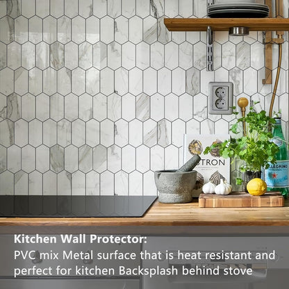 Vamos Tile Long Hexagon Peel and Stick Backsplash Tile - 10 Sheets Stick on Backsplash for Kitchen and Bathroom 12.4 x 12 Inch Glossy Wood Grain PVC Self Adhesive Mosaic Wall Tiles