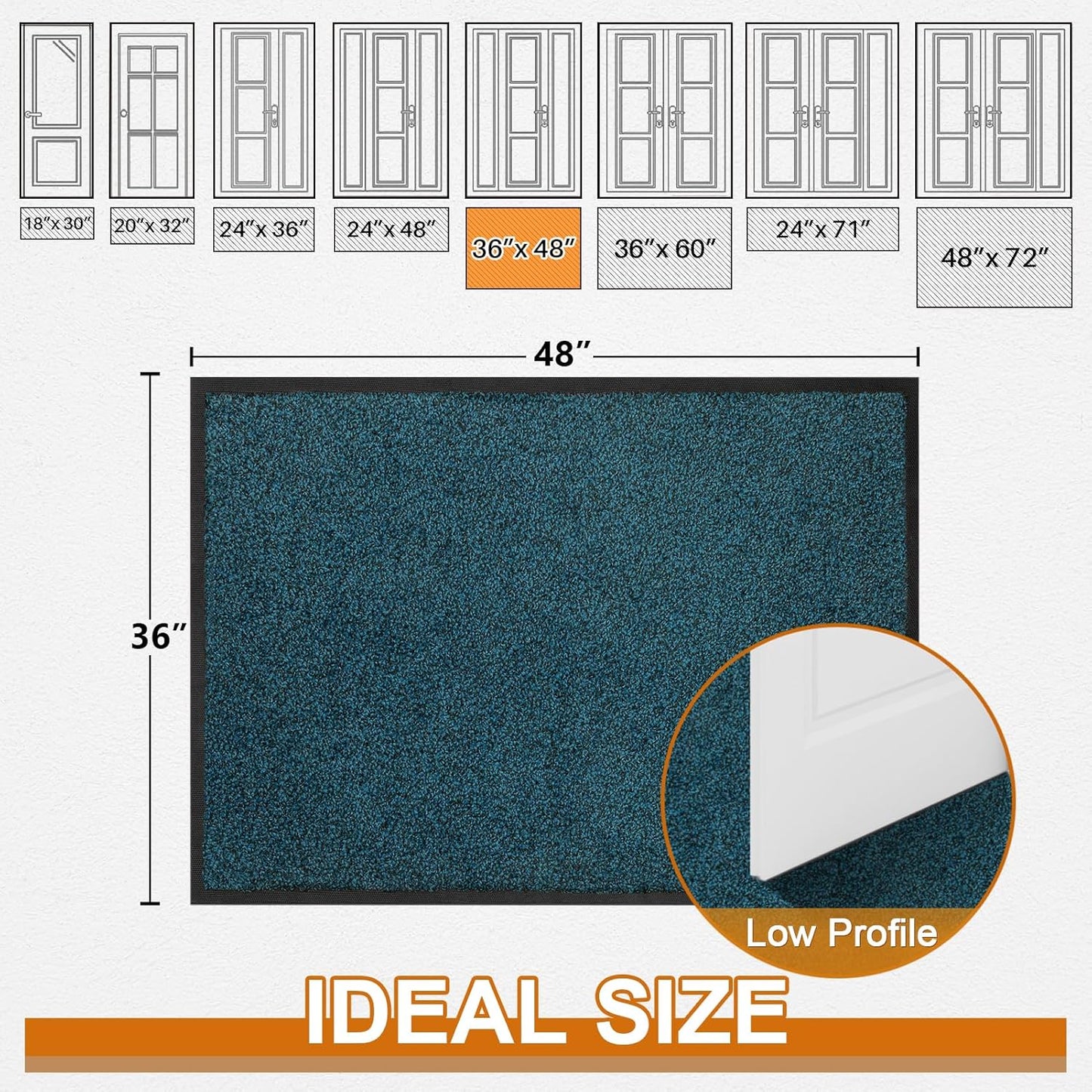 Mibao Front Door Mat, Dirt Trapper Welcome Mat for Outdoor Indoor, Non-Slip Waterproof Doormat, Durable Machine Washable Low Profile Entry Rug for Back Door Outside Patio Porch, 29.5" x 17", Grey