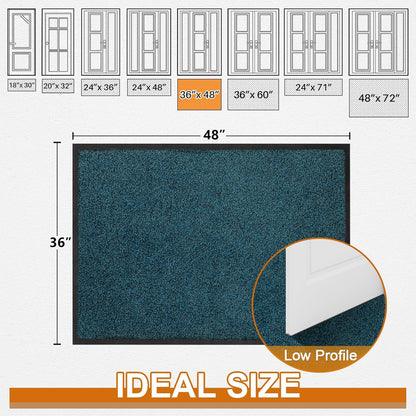 Mibao Front Door Mat, Dirt Trapper Welcome Mat for Outdoor Indoor, Non-Slip Waterproof Doormat, Durable Machine Washable Low Profile Entry Rug for Back Door Outside Patio Porch, 29.5" x 17", Grey