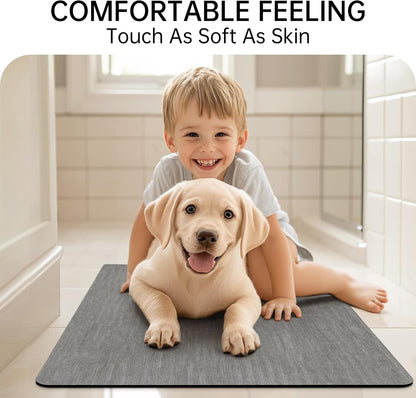 Mecko Bath Mat Rug, Rubber Non-Slip Quick Dry Absorbent Thin Bathroom Rugs Fit Under Door Bathroom Floor Mats-Shower Rug for in Front of Bathtub, Sink, Shower Room(Light Grey,16"x24")
