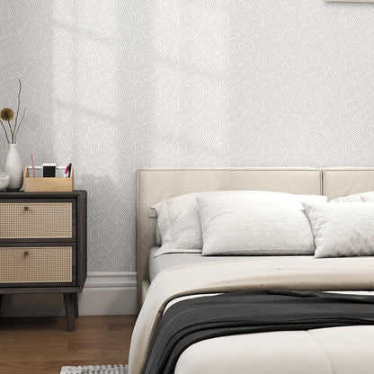 Modern Peel and Stick Wallpaper 17.3" x 78.7" Self Adhesive Wallpaper Textured Neutral Stripe Contact Paper Removable Vinyl Wall Paper for Living Room Bedroom Accent Wall Modern Minimalist Wall Decor