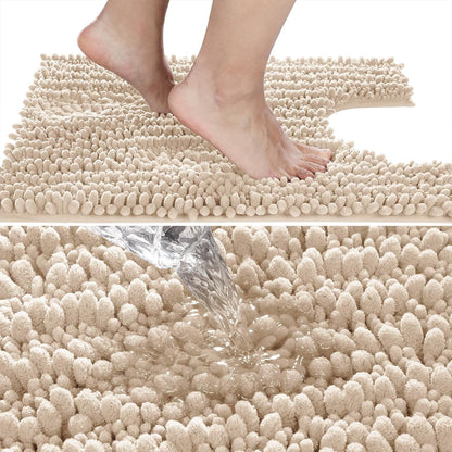Yimobra Bathroom Rugs Non Slip Washable - Ultra Soft Absorbent Chenille Bath Mat, Quick Dry Shaggy Floor Carpet for Tub Shower, Gray Home Decor Accessories, 24x17 Inch
