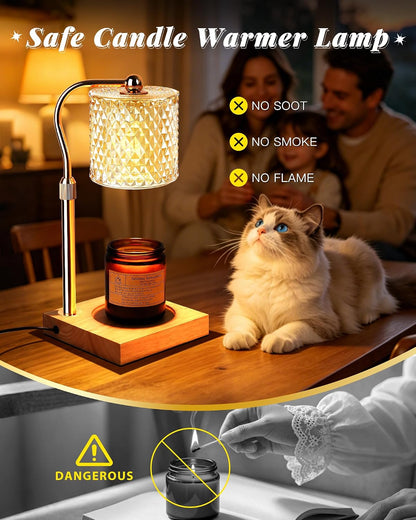 Candle Warmer Lamp with Timer Dimmer Adjustable Height, Mothers Day Gifts for Mom, Birthday Gifts for Women, House Warming New Home Decor, Electric Wax Warmer for Jar Candles, Gold