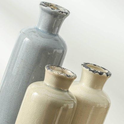 Ceramic Vase Set of 3, Neutral Flower Vases Home Decor, Pottery Rustic Farmhouse Decorative Vases Modern Decor for Table Mantel Entryway Bookshelf Living Room Kitchen Bedroom - Brown