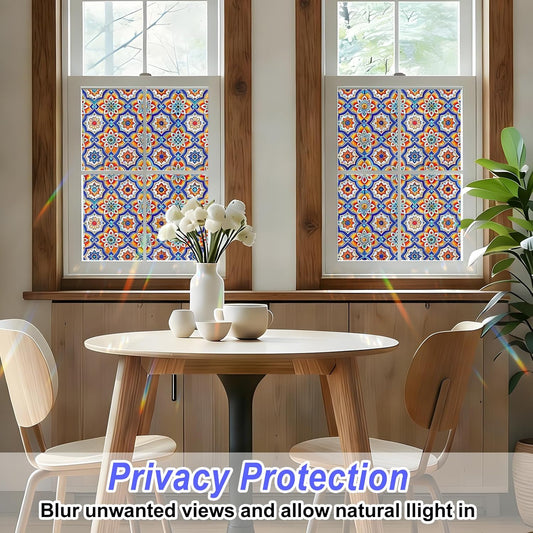 SOMWISE Frosted Glass Window Film, Heat Insulation, UV Block, Anti-Glare, One Way Privacy Tint, Static Cling for Home Bathroom Door, Renter Friendly, Day & Night Privacy