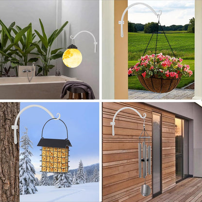 FEED GARDEN Heavy Duty Plant Hangers Outdoor Indoor, 8 Inch 2 Pack Metal Hanging Bracket Holds Up to 44 lbs, Wall Brackets for Hanging Baskets, Bird Feeders,Wind Chime& Lanterns, Black