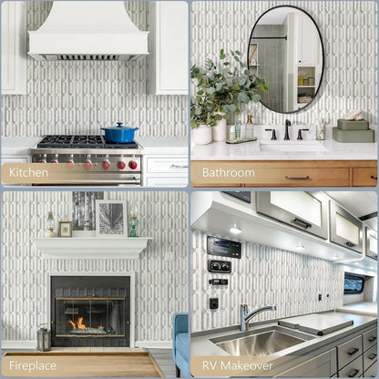 STICKGOO Peel and Stick Backsplash Tiles 12"x12", Waterproof Stick on Kitchen & Bathroom Backsplash, PVC Self Adhesive Wall Tiles for Fireplace, White/Marble Black (10 Sheets)