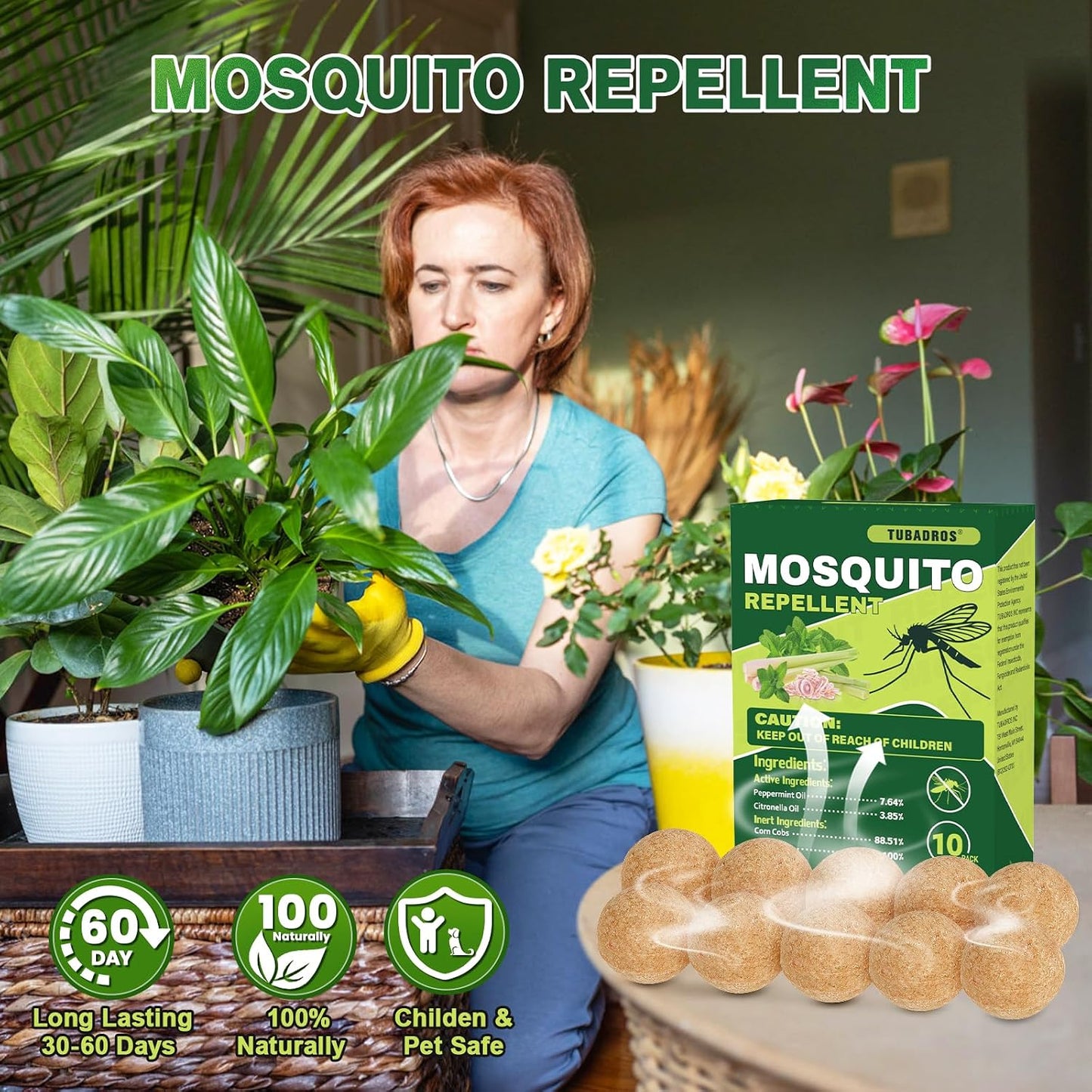 Mosquito Repellent Outdoor, Natural Peppermint Oil to Repel Mosquito, Mosquito Repellent for Indoor Use, for Yard, Garden, Long Lasting Keep Mosquito Away for Camping, Travel, Hiking, Fishing-10Pack