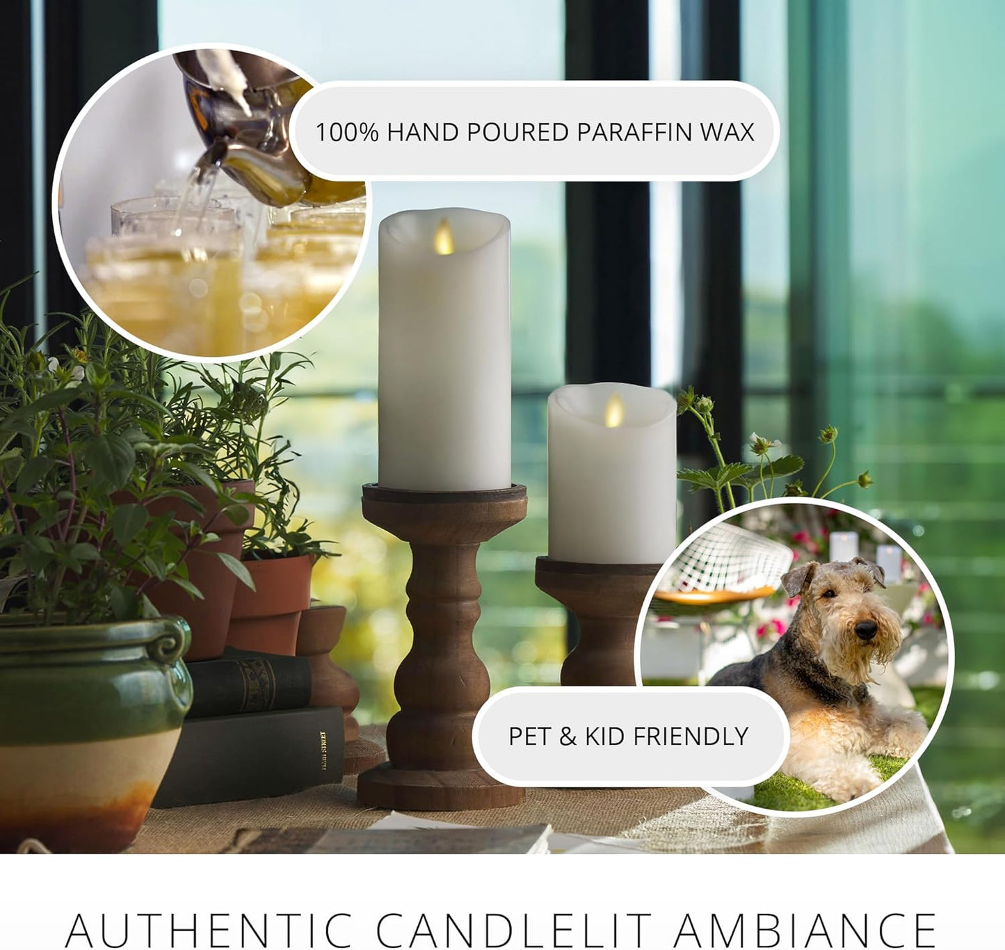 Luminara Flameless LED Battery Operated Ivory Pillar Candle, Flickering Realistic Moving Flame, 3" x 4.5" Luminous Real Wax Indoor Home Decor Pack of 1