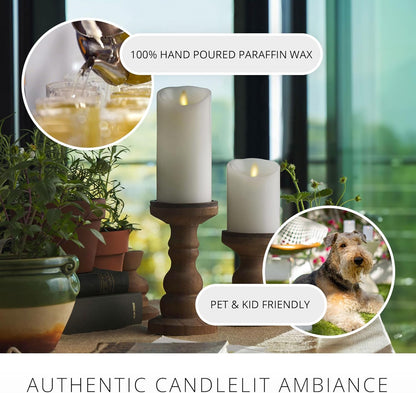 Luminara Flameless LED Battery Operated Ivory Pillar Candle, Flickering Realistic Moving Flame, 3" x 4.5" Luminous Real Wax Indoor Home Decor Pack of 1
