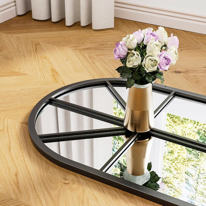 OGCAU Floor Full Length Mirror, 56"x20" Arched Full Body Mirror, Hanging or Leaning, Standing, Wall Mounted with Aluminum Frame for Bedroom Living Room, White