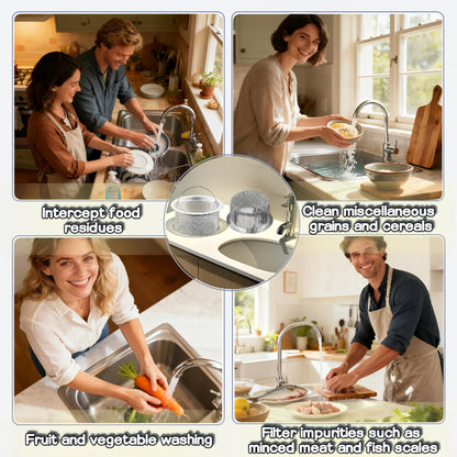 3" Kitchen Sink Strainer, 2-Pack Fine Mesh Basket - Catches Food Waste, Hair & Prevents Clogs, Rust-Proof Stainless Steel, Fits Standard Drain
