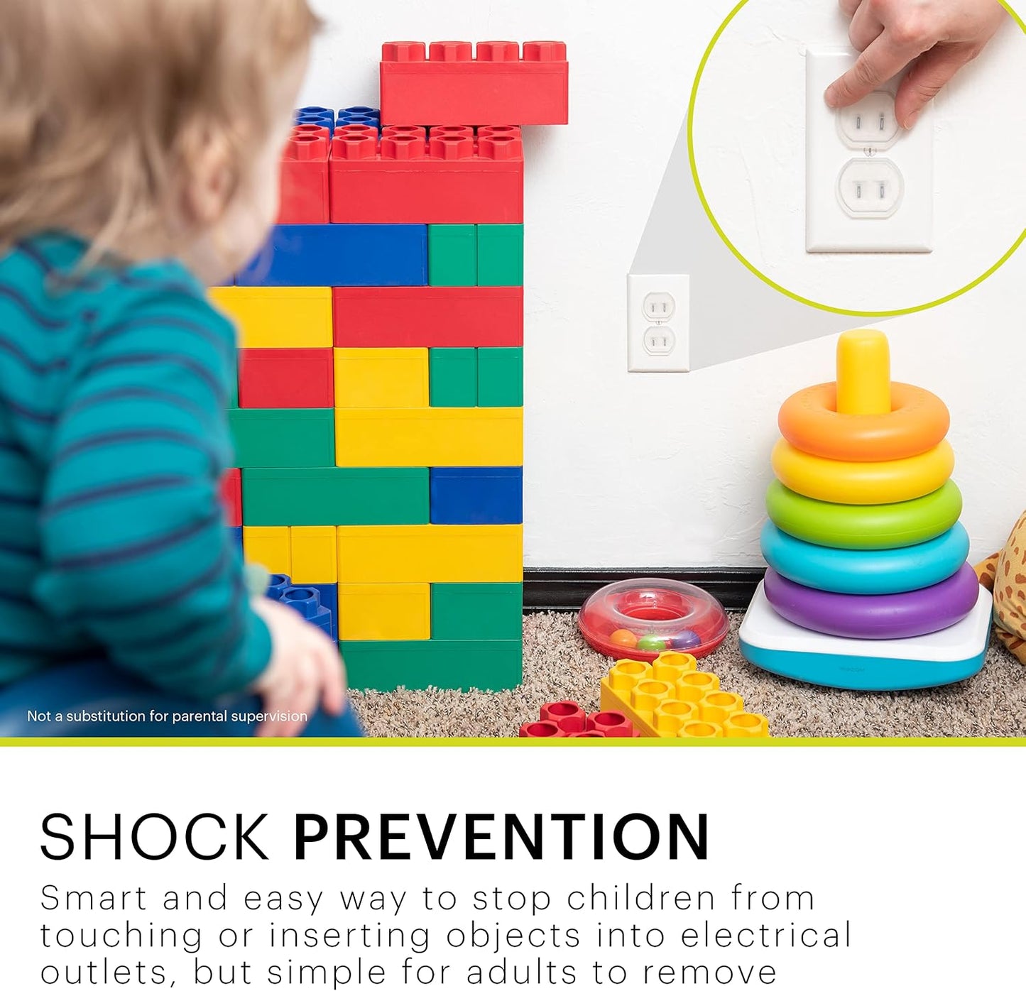 Power Gear Child Safety Electrical Outlet Covers, Tamper‑Resistant Plug Protectors for Standard Wall Outlets, Baby‑Proof & Child‑Proof Safety Caps, Clear, 60 Pack, 54615