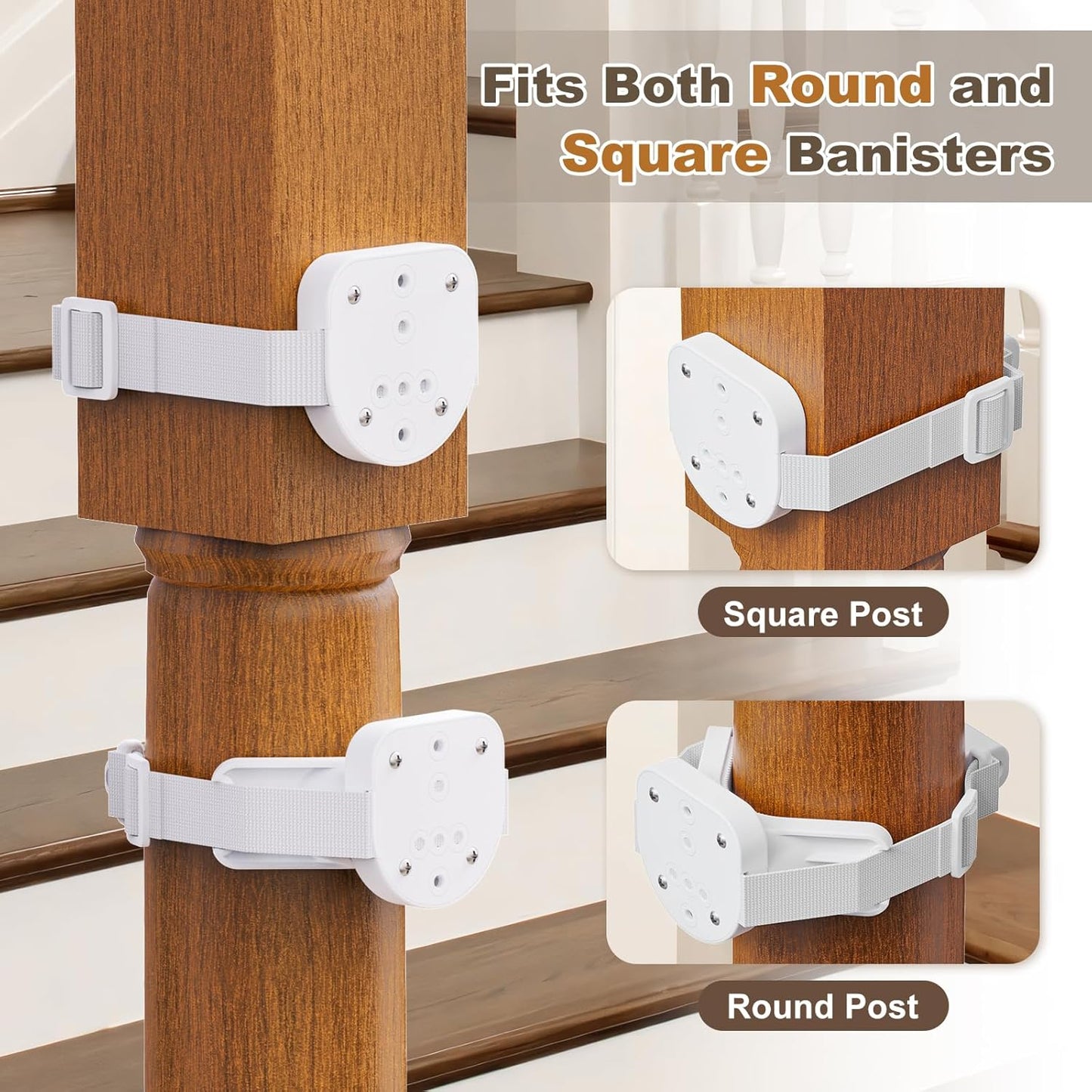 Upgraded Retractable Baby Gates for Stairs & Banister, Mesh Dog Gate Indoor, Extends to 55" Wide 33" Tall, Child Safety Gate for Stairway, Banister & Wall Mount (White)