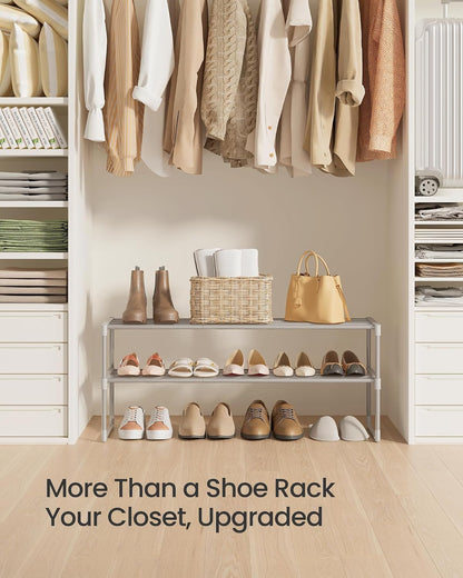 SONGMICS Shoe Rack, 6-Tier Shoe Organizer, Metal Storage Shelf, Upright or Upside Down, for 24-30 Pairs, Stackable, for Entryway, 11.8 x 36.2 x 42.7 Inches, Black ULSA306BH01