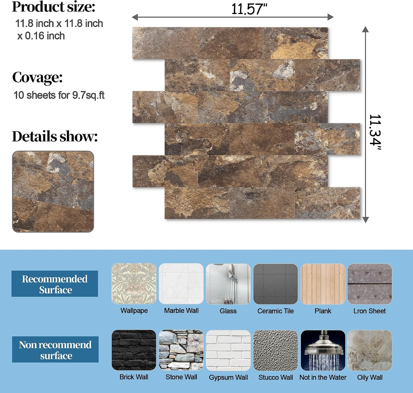 2026 New Upgrade Peel and Stick Backsplash Tile, Peel and Stick 11.34" X 11.57" Wall Tile for Kitchen, Bathroom, Fireplace, Laundry (Beige Ecru, 10 Packs)