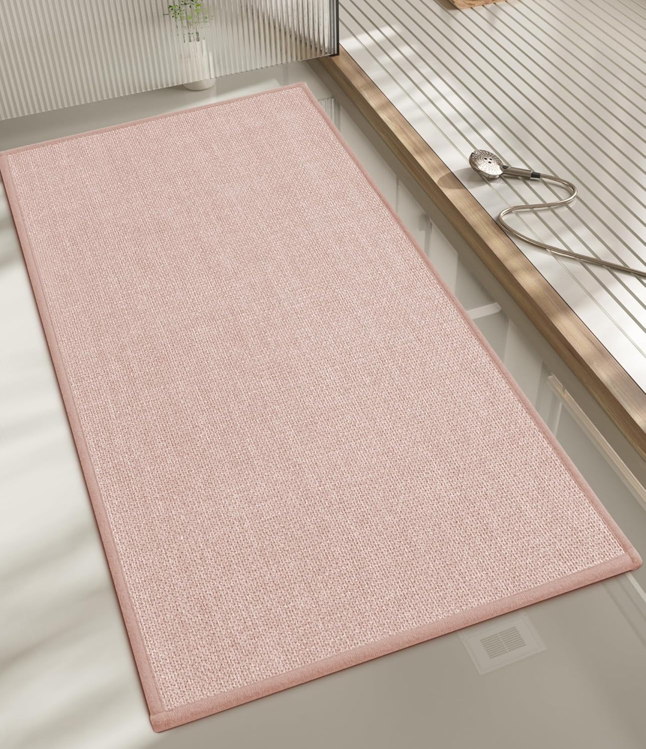 chakme Bathroom Rugs Mat 24x17, Ultra Thin Non Slip Bath Mat Small Quick Dry Absorbent Bath Mat for Bathroom Floor, (Dark Beige, 24"x17")