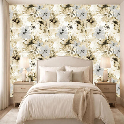 Red Watercolor Floral Peel and Stick Wallpaper Removable Self Adhesive Floral Wall Covering for Living Room Bedroom Accent Wall 17.7 x 70.8 in